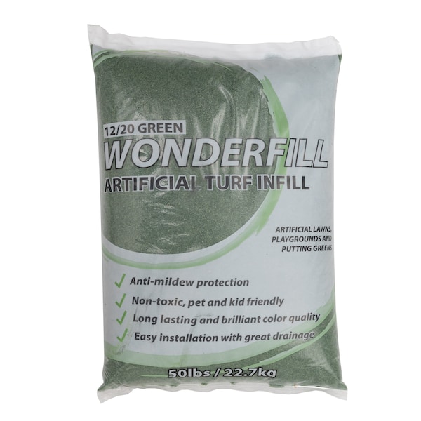 Wonderfill Artificial Turf Infill, Green Round Sand, 50 lb Bag